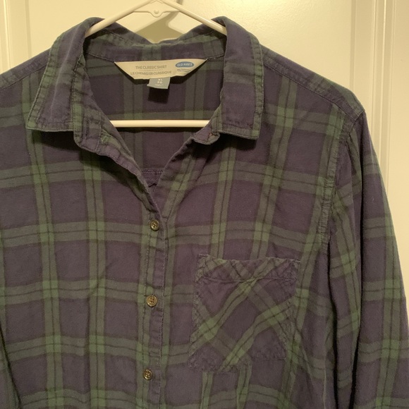 Old Navy navy blue/hunter green flannel, size XL - Picture 2 of 4
